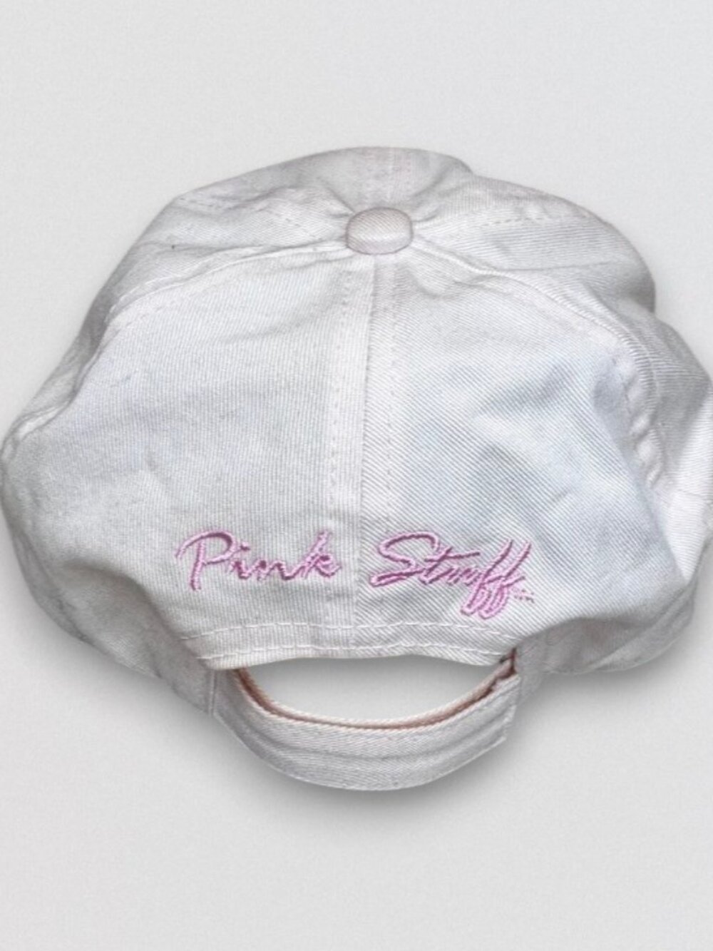 Pink Ribbon Breast Cancer Awareness White Adjustable Velcro Baseball Cap Hat - Picture 3 of 5